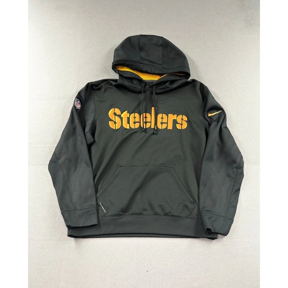 Nike NFL Pittsburgh Steelers On Field Black Mens Large Pocket Sweatshirt Hoodie